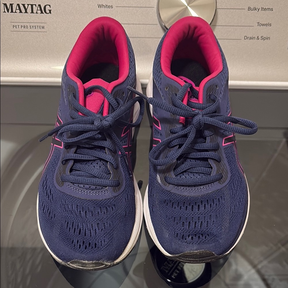 Asics Navy and Pink Women's Running Sneakers